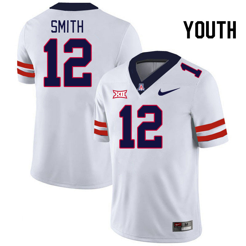 Youth #12 Genesis Smith Arizona Wildcats Big 12 Conference College Football Jerseys Stitched-White